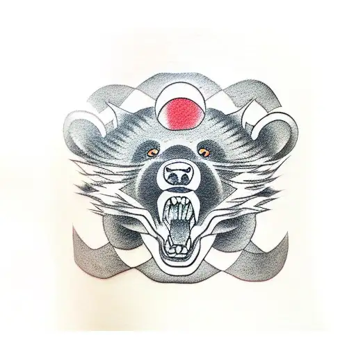 Black bear fighting a catfish  tattoo design idea