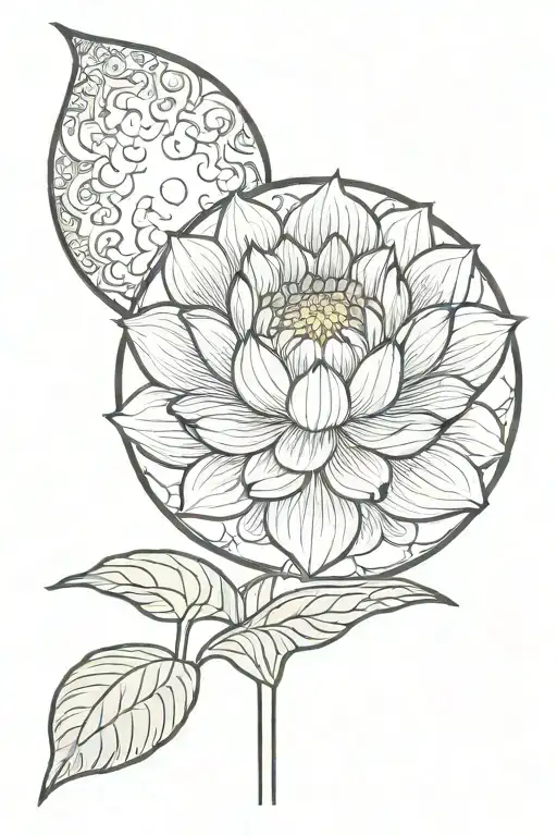 moon lotus flower tattoo design idea