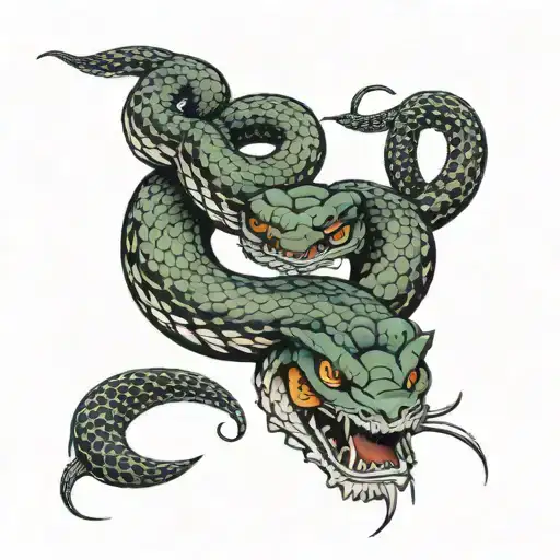 twin snakes tattoo design idea