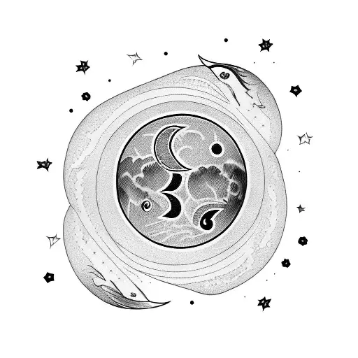 bird star moon tattoo design idea