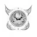 bird star moon tattoo design idea