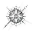 trident, Paperwhites, compass, sea tattoo design idea