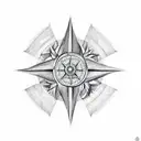 trident, Paperwhites, compass, sea tattoo design idea