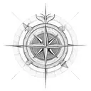 trident, Paperwhites, compass, sea tattoo design idea