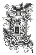 Combine elements of coding and perfume bottles in a unique tattoo design tattoo design idea