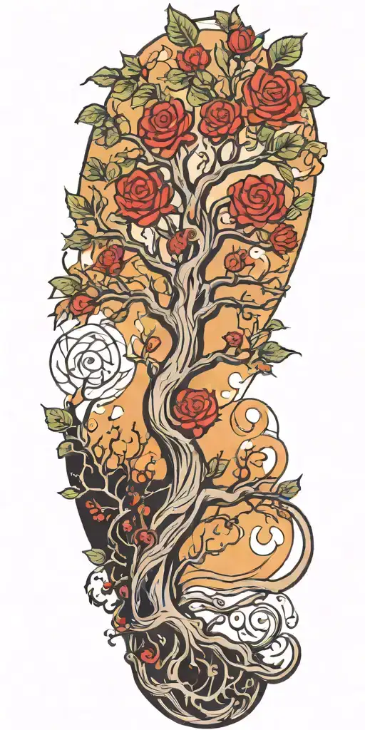 tree of life reaching to heaven and hell   tattoo design idea