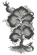 tree of life with heaven and hell symbology tattoo design idea
