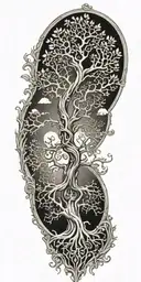 tree of life reaching to heaven and hell   tattoo design idea