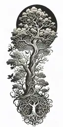 tree of life reaching to heaven and hell   tattoo design idea