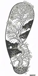 tree of life reaching to heaven and hell   tattoo design idea