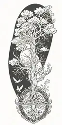 tree of life reaching to heaven and hell   tattoo design idea