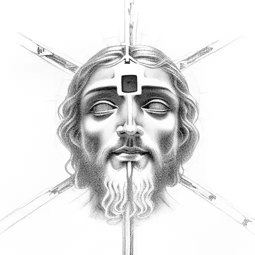 Jesus on the cross with the quote let your faith be greater than your fear tattoo design idea