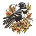 magpie with a knife tattoo design idea