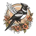 magpie with a knife tattoo design idea