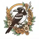 magpie with a knife tattoo design idea