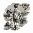boy walking alone tattoo design idea