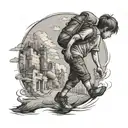 boy walking alone tattoo design idea