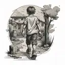 boy walking alone tattoo design idea