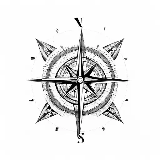 compass, with broken clock tattoo design idea