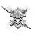 horizontal broadsword with intercate handguard tattoo design idea