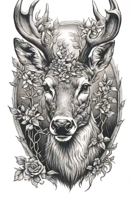 deer head tattoo design idea