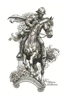 horse and fireman memorial feminine tattoo design idea