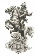 horse and fireman memorial feminine tattoo design idea