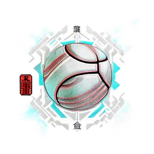 A cyberpunk-inspired movie scene with a basketball court in the background tattoo design idea