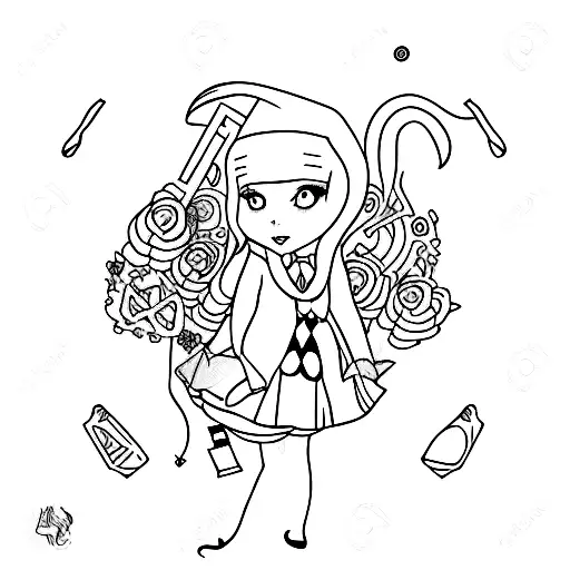 Alice in Wonderland falling simplistic colorful tattoo design idea