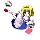 Alice in Wonderland falling simplistic colorful tattoo design idea