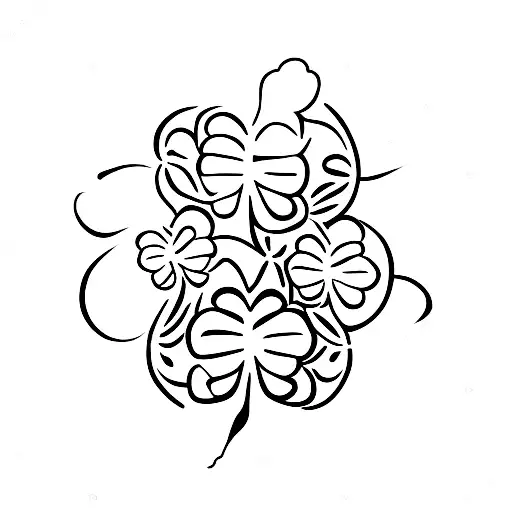 two 5 leaf clovers and one 4 leaf clover tattoo design idea