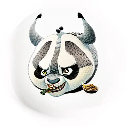 kung fu panda puts dumplings in his mouth tattoo design idea