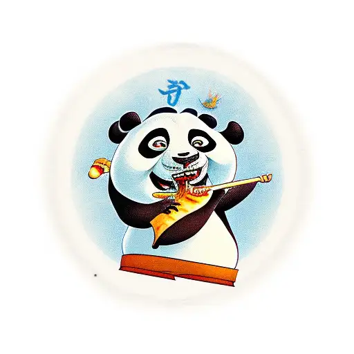 kung fu panda puts dumplings in his mouth tattoo design idea