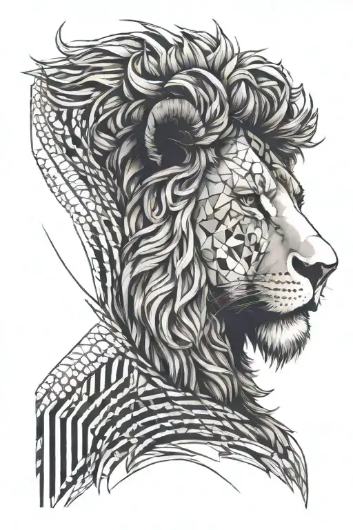 Lion lateral face blackwork with lines tattoo design tattoo design idea