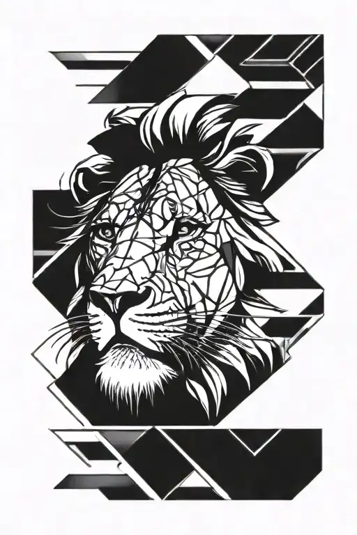 lion face blackwork with lines tattoo design tattoo design idea