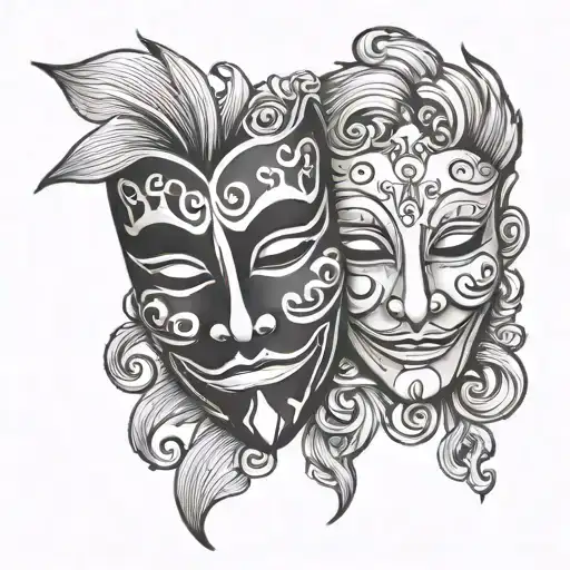 happy and sad mask tattoo design idea