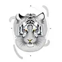 Create a simplistic just outline small to midsize draft of a tattoo that shows a cute tiger walking in a profile tattoo design idea