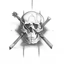 skull with crossing wrench and piston tattoo design idea