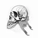 skull with crossing wrench and piston tattoo design idea