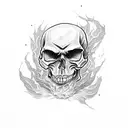 angry skull on fire  tattoo design idea