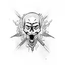 angry skull on fire  tattoo design idea