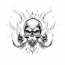 angry skull on fire  tattoo design idea