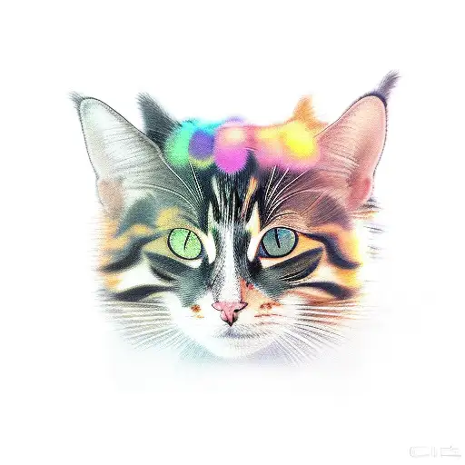 calico cat, tortoiseshell cat and pumpkin  tattoo design idea