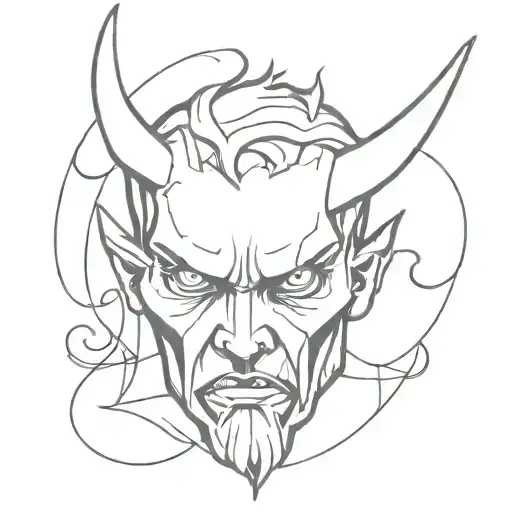 demon face tattoo design idea