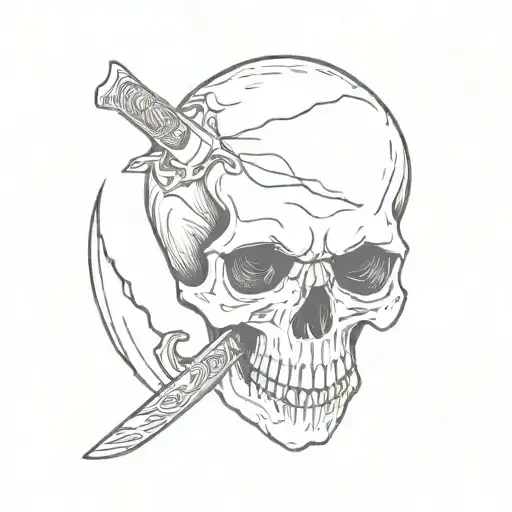 skull and knife tattoo design idea