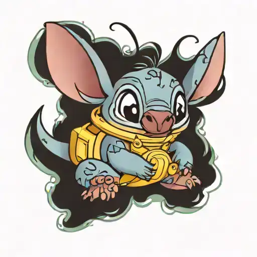 Disney Character: Stitch in a school bus ipad mom tattoo design idea
