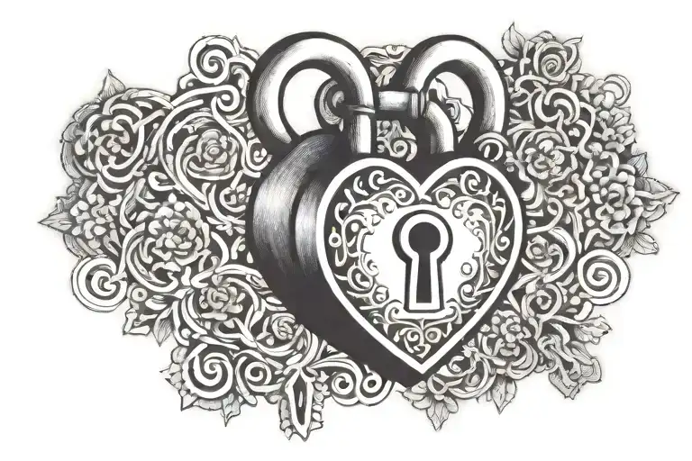 A heart-shaped lock with intricate keyhole design symbolizing the complexity of love and the need for honesty in relationships tattoo design idea