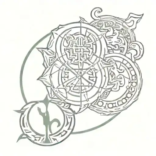 Libra Leo and Pisces symbols mixed together to represent each of our zodiac signs put into one simple cool symbol tattoo design idea