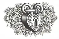 A heart-shaped lock with intricate keyhole design symbolizing the complexity of love and the need for honesty in relationships tattoo design idea