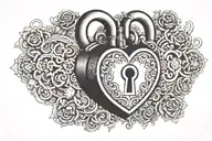 A heart-shaped lock with intricate keyhole design symbolizing the complexity of love and the need for honesty in relationships tattoo design idea